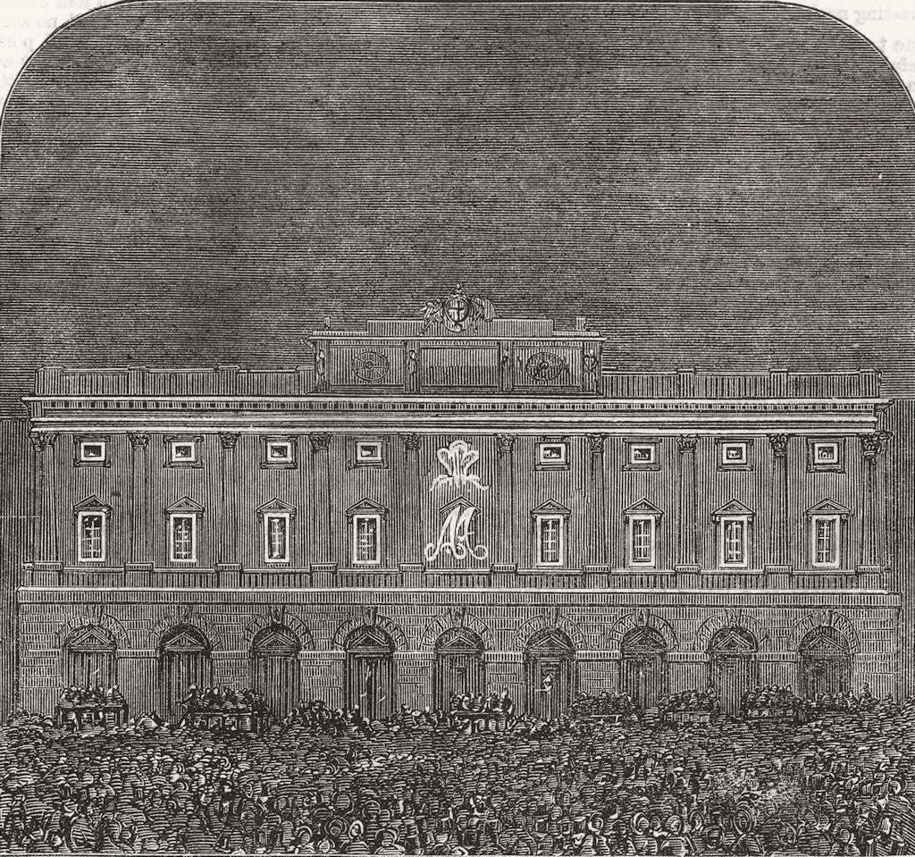 LONDON. Lights. Illumination of Somt House 1863 old antique print picture
